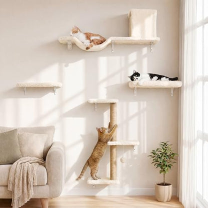 FUKUMARU Cat Wall Shelves, 4 in 1 Set