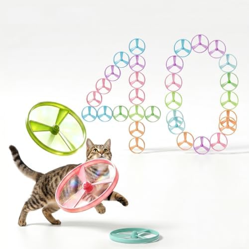 40Pcs Cat Toy Flying Discs, Interactive Cat Fetch Toy