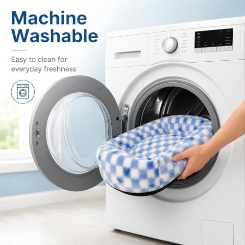 Washable Dog Bed for Small Medium Dogs, Soft Plush Pet Bed