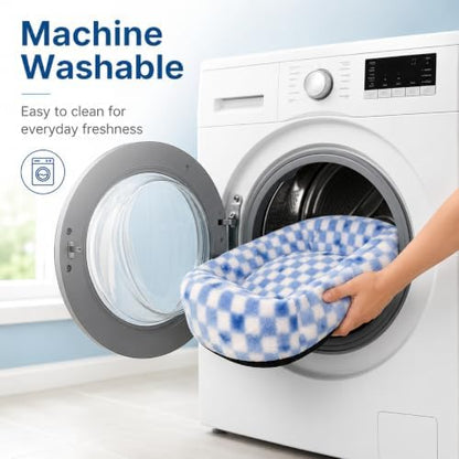 Washable Dog Bed for Small Medium Dogs, Soft Plush Pet Bed