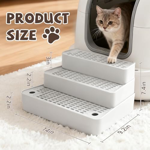 Adjustable 3-Step Cat Ramp for Litter Box, Litter Trapper