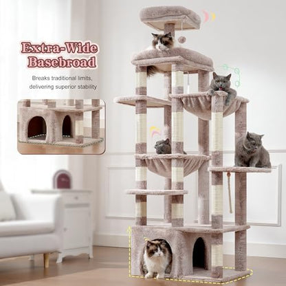 Heybly Cat Tree, 71-Inch Tall Cat Tower