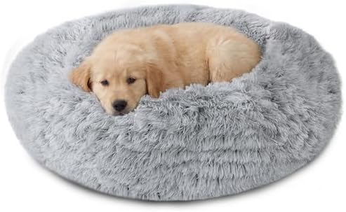 JOLLYVOGUE Calming Dog Bed Medium Size Dog, Anti-Anxiety Donut Medium Pet Bed