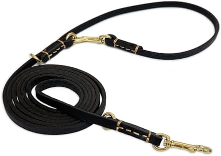 Multi Function 8ft Genuine Leather Hands Free Dog Training Leash
