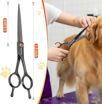 7.5'' Dog Straight Scissors for Grooming 440C Stainless Steel Professional Pet