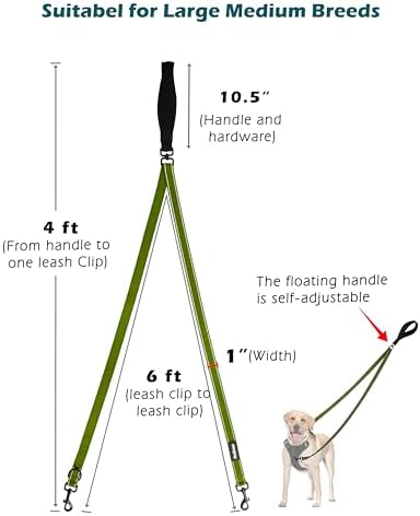PetBonus Two Point Control Dog Leash, No Tangle Training Walking Leashes