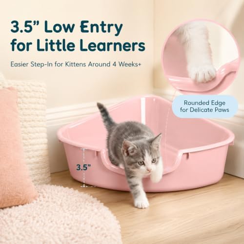 Corner Litter Box, Low Entry Kitten Litter Box