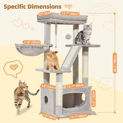 Taoqimiao Cat Tree, 38.5In Cat Tower