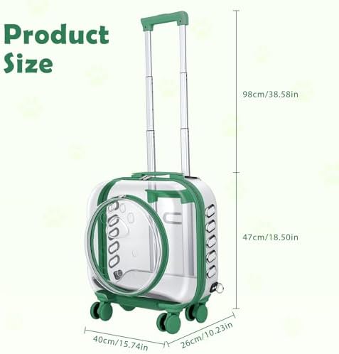 Cat Carrier with Wheels, Rolling Hard Shell Pet Carrier