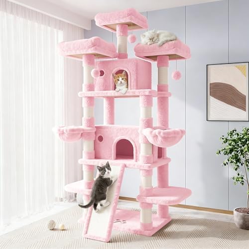 Allewie 82 Inches Large Cat Tree/House/XXL Tall Cat Towers