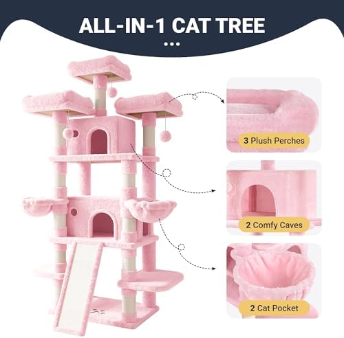 Allewie 82 Inches Large Cat Tree/House/XXL Tall Cat Towers