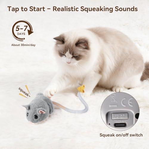 Migipaws Interactive MigiMouse Cat Toy 360° Rolling & Spin