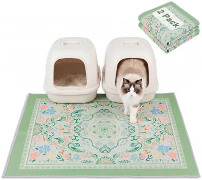 Bienbee Cat Litter Mat, 2 Pack 33" x 22" Machine Washable