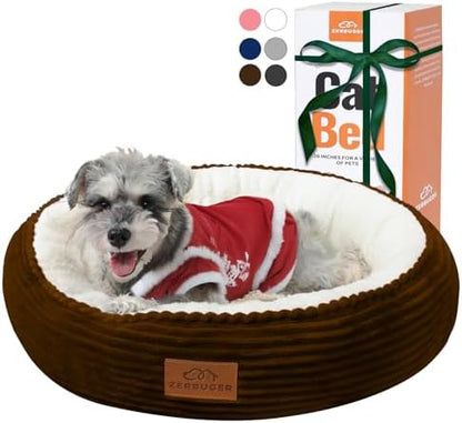 Zerbuger 23in Brown Round Dog Bed Sofa