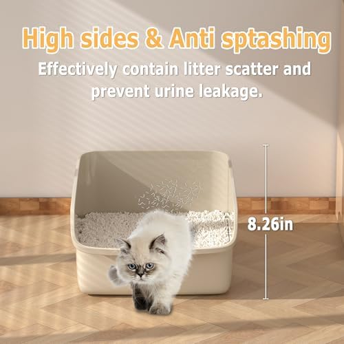 Large Cat Litter Box with High Side Cat Litter Pan Boxes