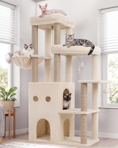 Heybly Cat Tree, 59.4" Secure Anti-Tip Cat Tower
