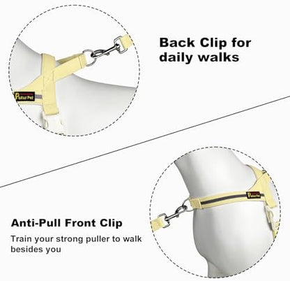 Plutus Pet Cotton Dog Harness and Leash Set, Reflective and Soft Padded
