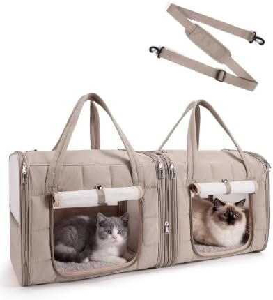 BAGSMART Double Cat Carrier for 2 Cats, Large Soft Pet Carriers for Travel