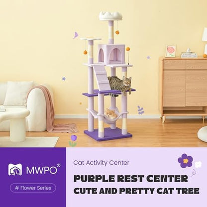MWPO Flower Cat Tree for Indoor Cats, 63.8 Inches Multi-Level Cat Tower