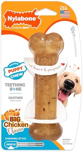 Nylabone Puppy Chew Teething Bone Dog Chew Toy, Chicken Flavor