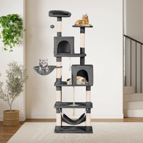 Aotaide 68in Cat Tower with 8 Scratching Posts & Hammock