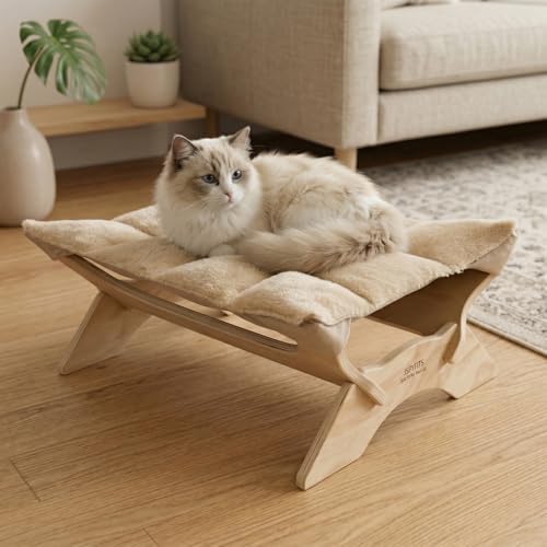 JSPYFITS Elevated Cat Bed Hammock, Raised Cat Bed