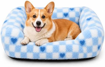 Washable Dog Bed for Small Medium Dogs, Soft Plush Pet Bed