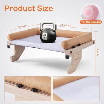 Cat Window Perch + Bonus Toy by Petronaut – Solid Wood, Durable & Easy-Clean