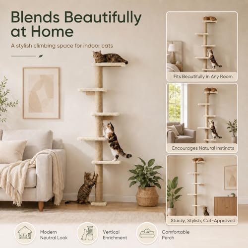 80-Inch Wall-Mounted Cat Tree