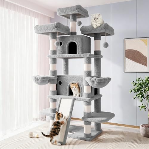 Allewie 82 Inches Large Cat Tree/House/XXL Tall Cat Towers