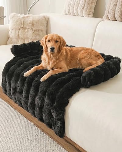 Calming Dog Bed/Mat for Couch, Faux Rabbit Fur Pet Sofa Furniture Protector