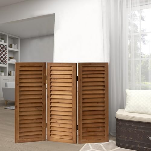 SOFE Short Privacy Screen, 2.6 Ft Shutters Folding Room Dividers 3 Panel