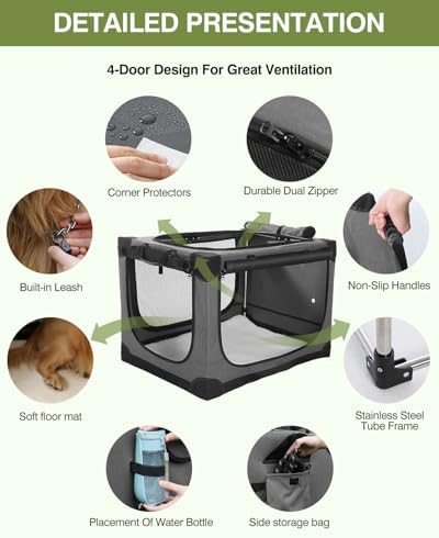33 x 25 x 25 Inch Collapsible Soft Dog Crate
