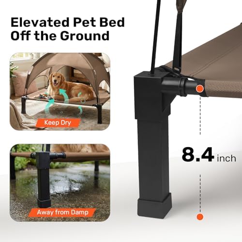 Elevated Dog Bed with Removable Canopy, Sun Protection Shade Tent Dog Cot