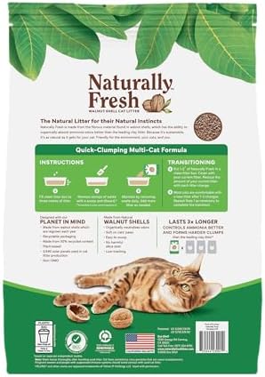 Naturally Fresh Cat Litter Made from Walnut Shells, Quick-Clumping, Easy