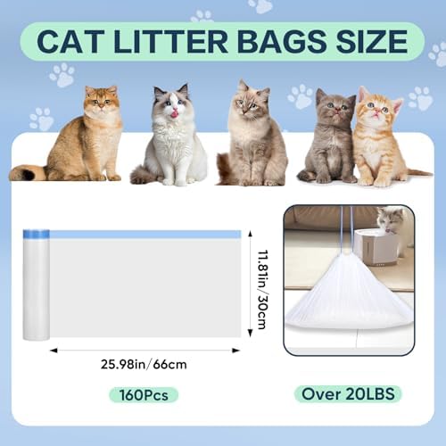 160 Count Cat Litter Box Liners Compatible