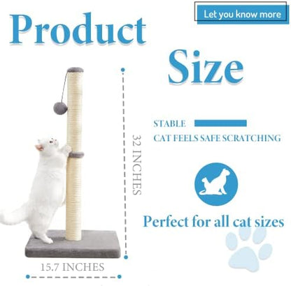 MeowHomm 32'' Tall Cat Scratching Post Cat Scratcher