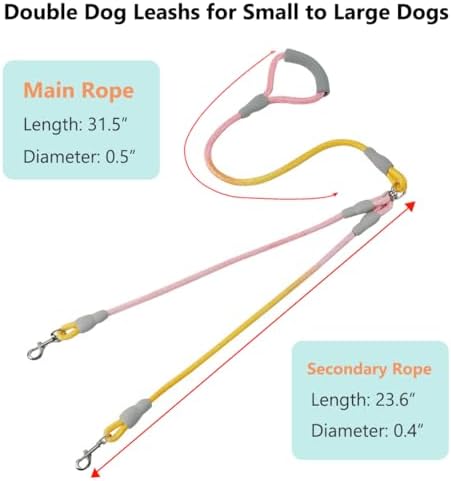 Double Dog Leash for Two Dogs Walking & Training Trangle Free