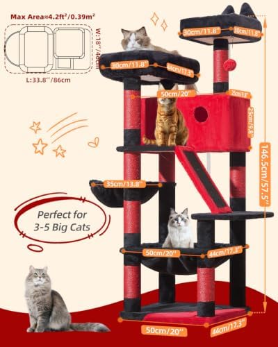 Taoqimiao Gothic Cat Tree, 58In Cat Tower
