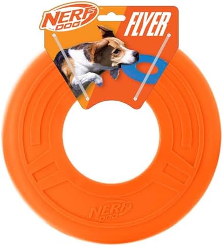 Nerf Dog Atomic Flyer Outdoor Dog Toy, 10 Inch Flying Disc Dog Fetch Toy