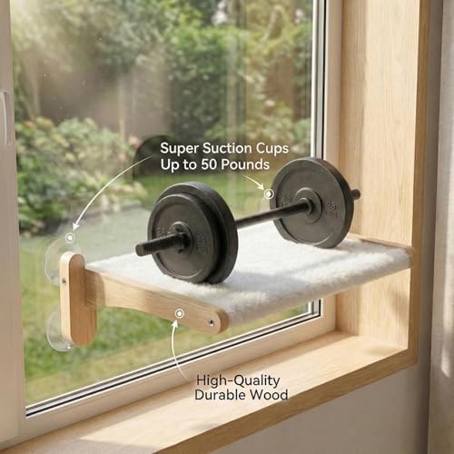 Cat Window Perch with Bird Feeder, Suction Cup Window Cat Bed
