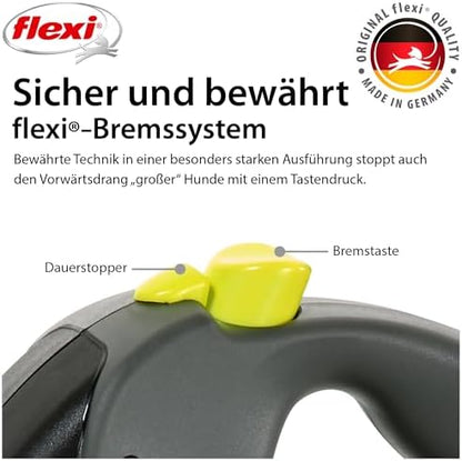 Flexi Giant Professional, L: 10 M, Schwarz/Neon