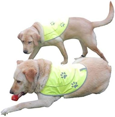 Dog Reflective Vest - Comfortable Jacket Safety Hunting, High Visibility for Dogs with Elastic Straps and Clasp Closure-Yellow, Large