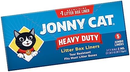 JONNY CAT Litter Box Liners, Heavy Duty Drawstring Liners, 5 Liners per Box