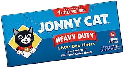 JONNY CAT Litter Box Liners, Heavy Duty Drawstring Liners, 5 Liners per Box