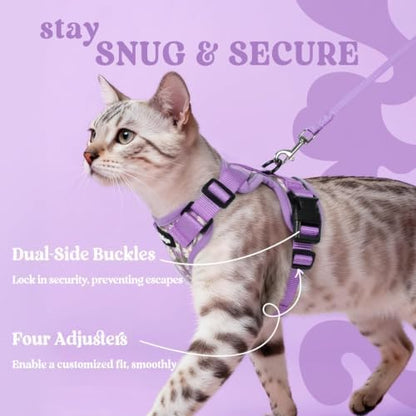 rabbitgoo Cat Harness and Leash Set, Escape Proof Vest, Purr-ple Daisy