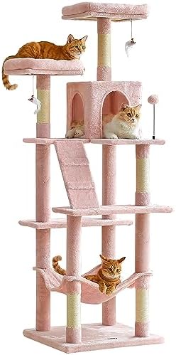 MWPO 70.1-Inch Pink Large Cat Tree, Plush Cat Condo