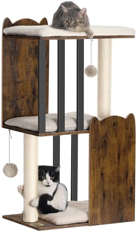 FourFurPets 35.4in 3-Tier Modern Cat Tree Tower Condo, Cat Scratch Posts