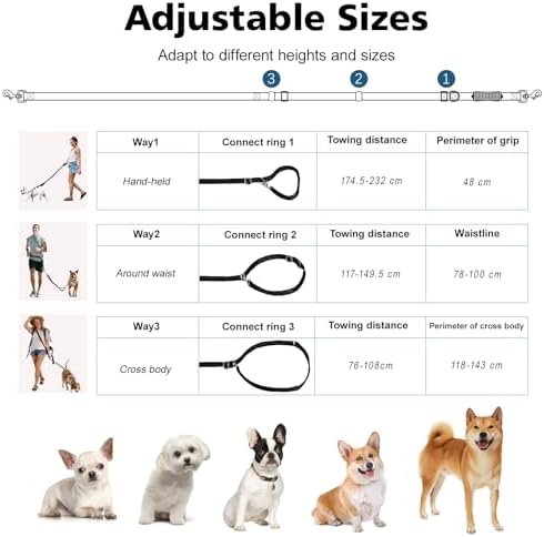8.5ft Hands Free Dog Leash Adjustable