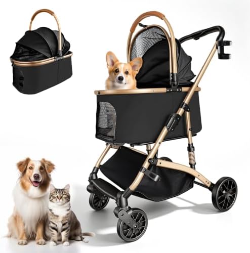 Pet Stroller for Small Medium Dogs and Cats, 3-in-1 Dog Stroller